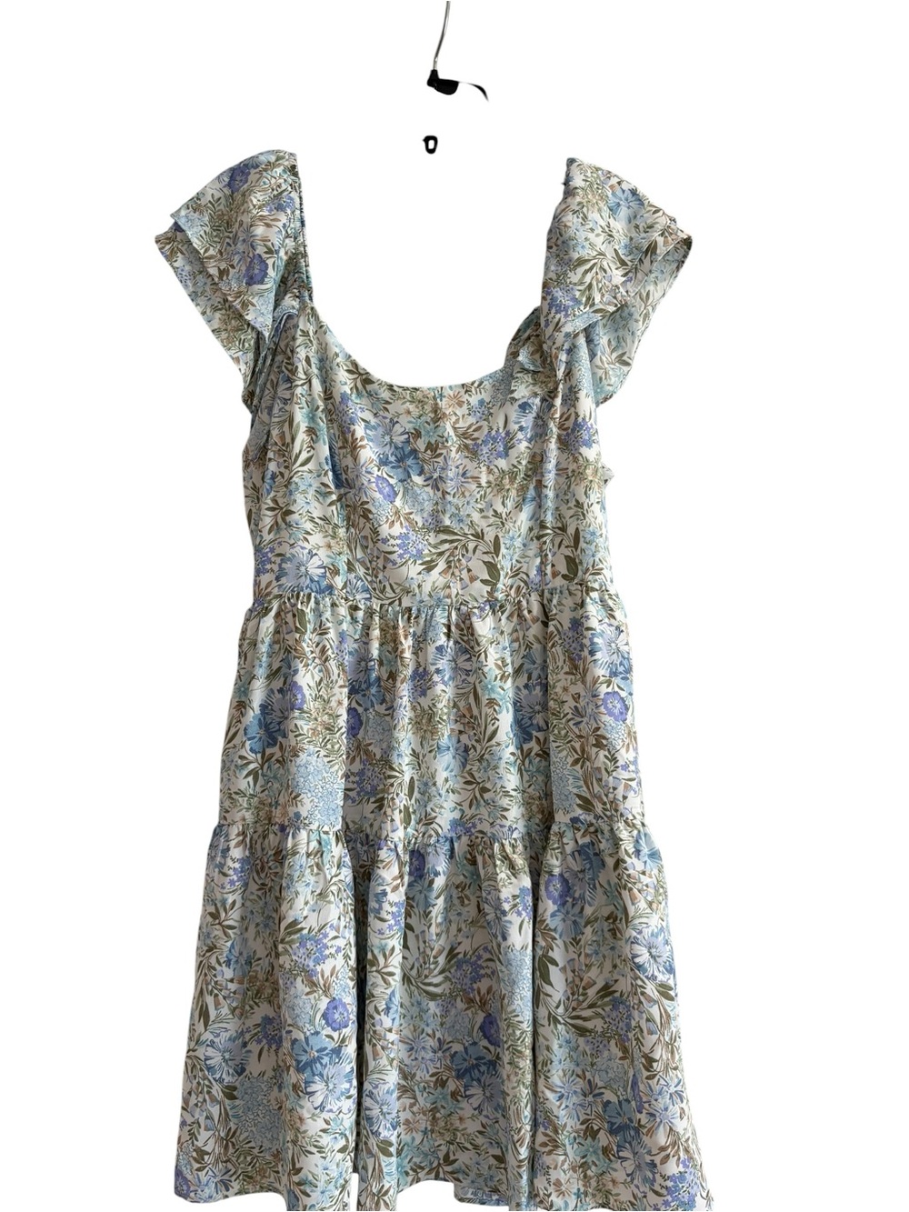 Altar’d State Blue Floral Ruffle Tiered Mini Dress Size L Cottagecore
